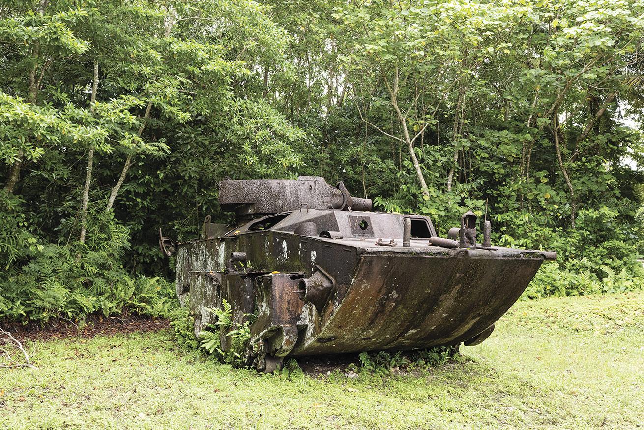 Remains of a World War II tank on Peleliu Island, the world’s most well-preserved battlefield.
